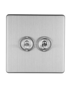 Eurolite Stainless Steel 2 Gang 10Amp 2Way Toggle Switch  | ECSST2SW