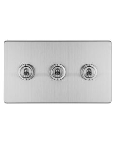 Eurolite Stainless Steel 3 Gang 10Amp 2Way Toggle Switch | ECSST3SW