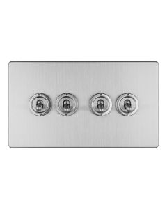 Eurolite Stainless Steel 4 Gang 10Amp 2Way Toggle Switch  | ECSST4SW