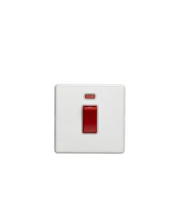Eurolite White Plate 1 Gang 45 Amp DP Cooker Switch with neon | ECW45ASWNSB