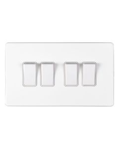 Eurolite White 10A 2 Way 4 Gang Switch  | ECW4SWW