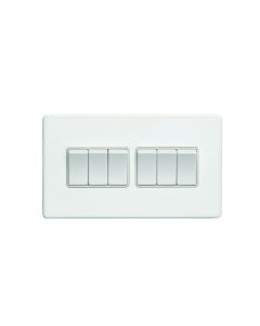 Eurolite White 10A 2 Way 6 Gang Rocker Switch  | ECW6SWW