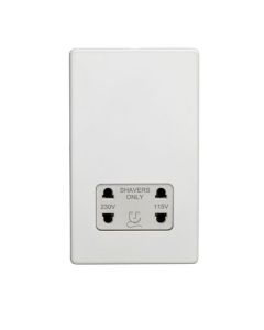 Eurolite White Plate 2 Gang Shaver Socket  | ECWSHSW