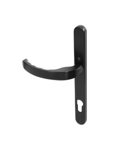BLU Satin Black EGC096 Ergonomic Lever Door Handle on euro backplate  |  EGC096-PBK