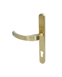 BLU Satin Brass EGC096 Ergonomic Lever Door Handle on euro backplate |  EGC096-PSB