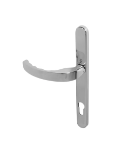 BLU Polished Stainless Steel EGC096 Lever Door Handle on euro backplate  |  EGC096-PSS