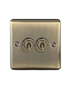 Eurolite Antique Brass 2 Gang Toggle Switch  | ENT2SWABB