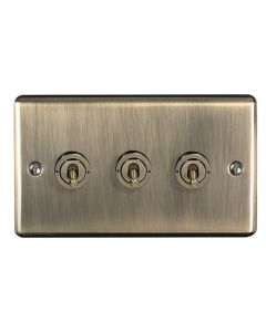 Eurolite Antique Brass 3 Gang Toggle Switch  | ENT3SWABB