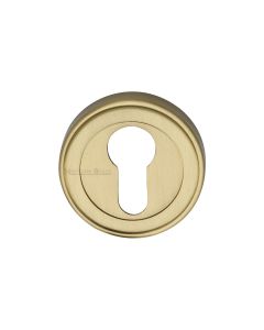 Satin Brass Euro Profile Cylinder Escutcheon Round - ERD7020