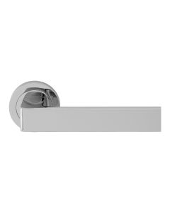 Set Polished Chrome Sasso Lever Furniture on round rose | EUL010CP