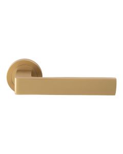 Set Satin Brass Sasso Lever Furniture on round rose | EUL010SB 