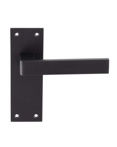 Set Matt Black Sasso Lever on latch backplate | EUL012MB