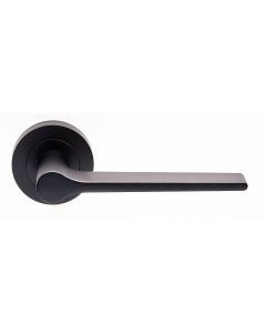 Matt Black Velino Lever Round on Round Rose | EUL020MB