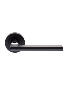 Set Matt Black Trentino Lever Furniture on round rose | EUL030MB