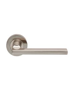 Set Satin Nickel Trentino Lever Furniture on round rose | EUL030SN