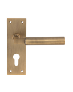 Set Antique Brass Amiata Lever on euro backplate | EUL041YAB