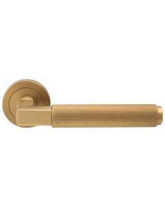 Satin Brass Terazzo Lever on Round Rose | EUL060SB
