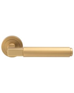 Satin Brass Masano Lever on Round Rose | EUL070SB