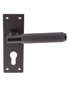 Set Matt Bronze Varese Knurled lever on euro backplate | EUL051YMBRZ
