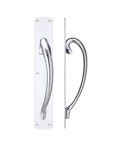 Polished Chrome Pull Handle with Backplate - 457 x 76mm - Right Hand | FB118RCP