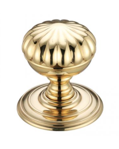 Set Polished Brass Fulton & Bray Concealed Fix Flower Mortice Knob | FB307PB