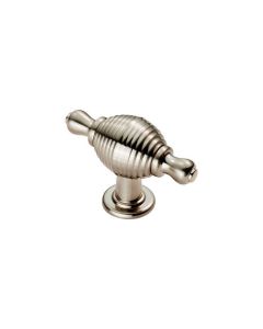 Satin Nickel 73mm Reeded Knob with Finial Ears | FTD600RSN