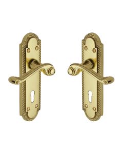Heritage Brass Polished Brass Gainsborough Door Handle on Plate - Lever Lock