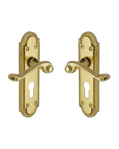 Heritage Brass Polished Brass Gainsborough Door Handle on Plate - Euro Profile