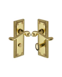 Heritage Brass Polished Brass Georgian Door Handle on Plate - Bathroom Set