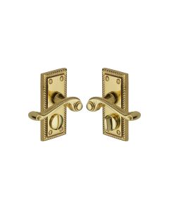 Heritage Brass Polished Brass Georgian Short Door Handle on Plate - Bathroom Set