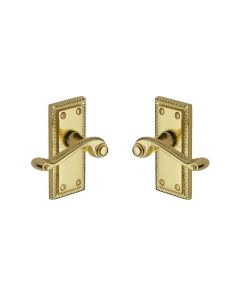 Heritage Brass Polished Brass Georgian Short Door Handle on Plate - Lever Latch