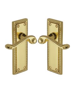 Heritage Brass Polished Brass Georgian Door Handle on Plate - Lever Latch
