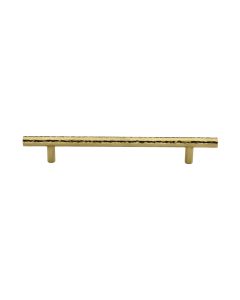 Heritage Brass Polished Brass T-Bar Cabinet Pull Hammered Design 160mm