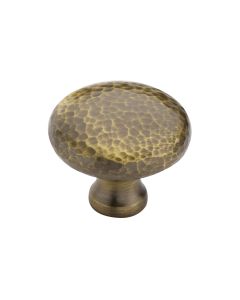Heritage Brass Antique Brass Victorian Round Cabinet Knob Hammered Design 38mm