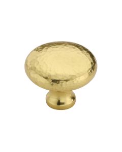 Heritage Brass Polished Brass Victorian Round Cabinet Knob Hammered Design 38mm