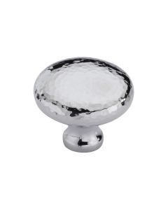 Heritage Brass Polished Chrome Victorian Round Cabinet Knob Hammered Design 38mm