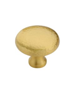 Heritage Brass Satin Brass Victorian Round Cabinet Knob Hammered Design 38mm