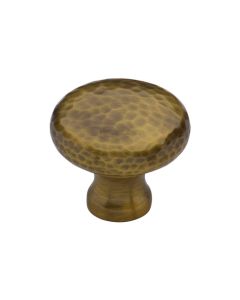 Heritage Brass Antique Brass Victorian Round Cabinet Knob Hammered Design 32mm