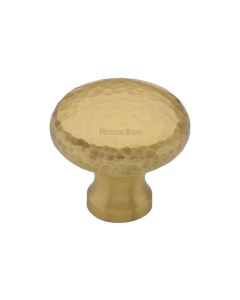 Heritage Brass Satin Brass Victorian Round Cabinet Knob Hammered Design 32mm