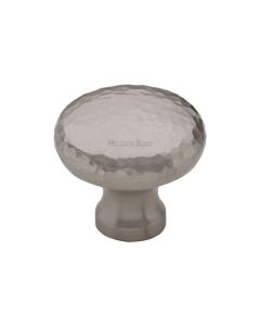 Heritage Brass Satin Nickel Victorian Round Cabinet Knob Hammered Design 32mm