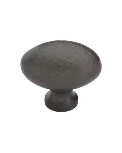 Heritage Brass Matt Bronze Victorian Oval Cabinet Knob Hammered Design 38mm
