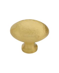 Heritage Brass Satin Brass Victorian Oval Cabinet Knob Hammered Design 38mm