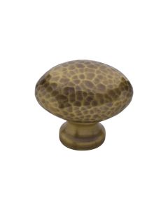 Heritage Brass Antique Brass Victorian Oval Cabinet Knob Hammered Design 32mm