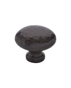 Heritage Brass Matt Bronze Victorian Oval Cabinet Knob Hammered Design 32mm