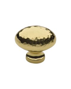 Heritage Brass Polished Brass Victorian Oval Cabinet Knob Hammered Design 32mm