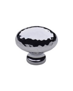 Heritage Brass Polished Chrome Victorian Oval Cabinet Knob Hammered Design 32mm