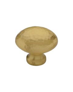 Heritage Brass Satin Brass Victorian Oval Cabinet Knob Hammered Design 32mm