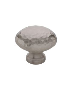 Heritage Brass Satin Nickel Victorian Oval Cabinet Knob Hammered Design 32mm