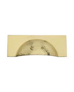 Heritage Brass Polished Brass Hampshire Drawer Cup Pull Hammered Design 57mm