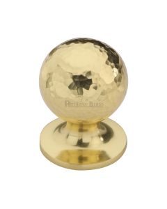Heritage Brass Polished Brass Ball Cabinet Knob Hammered Design 32mm